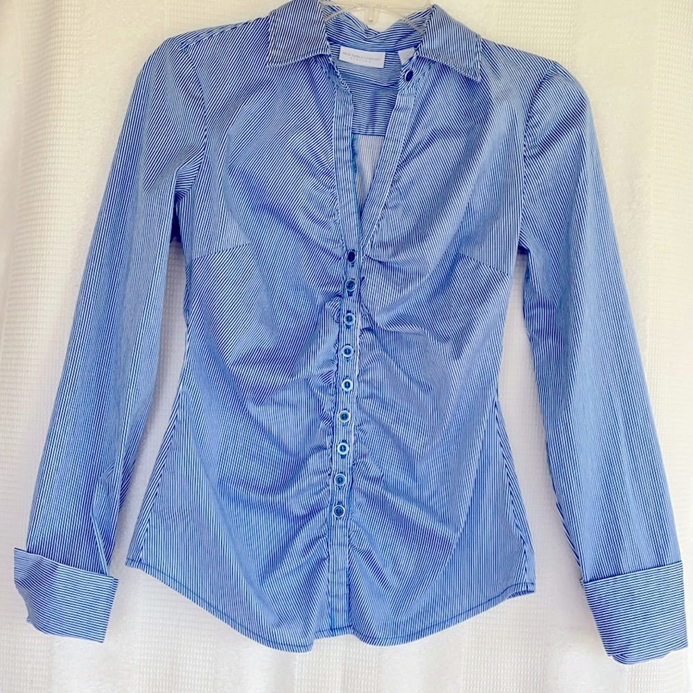 New York & Company Ruched Button Down Shirt